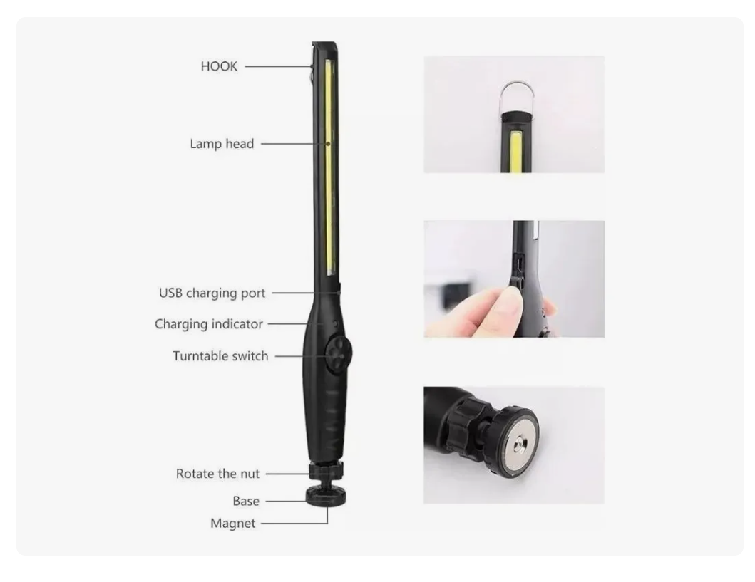 Linterna Led Recargable Emergencia /super Brillante / Imán-4