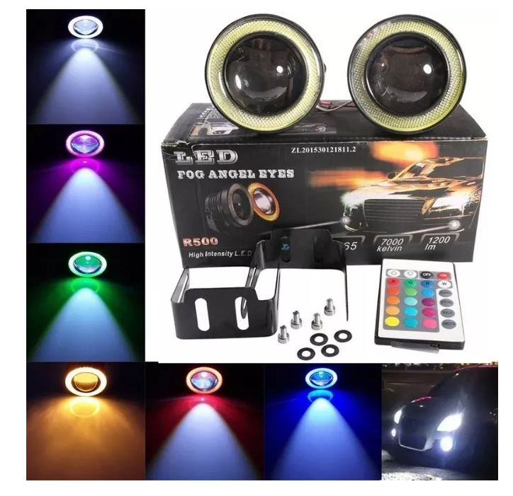 X2 Focos Neblineros Led Ojos De Ángel Rgb Multicolor 89mm-0