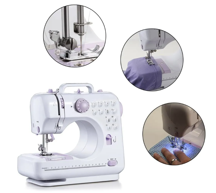 Máquina Coser Overlock Portátil Pedal Eléctrica 12 Puntos-2