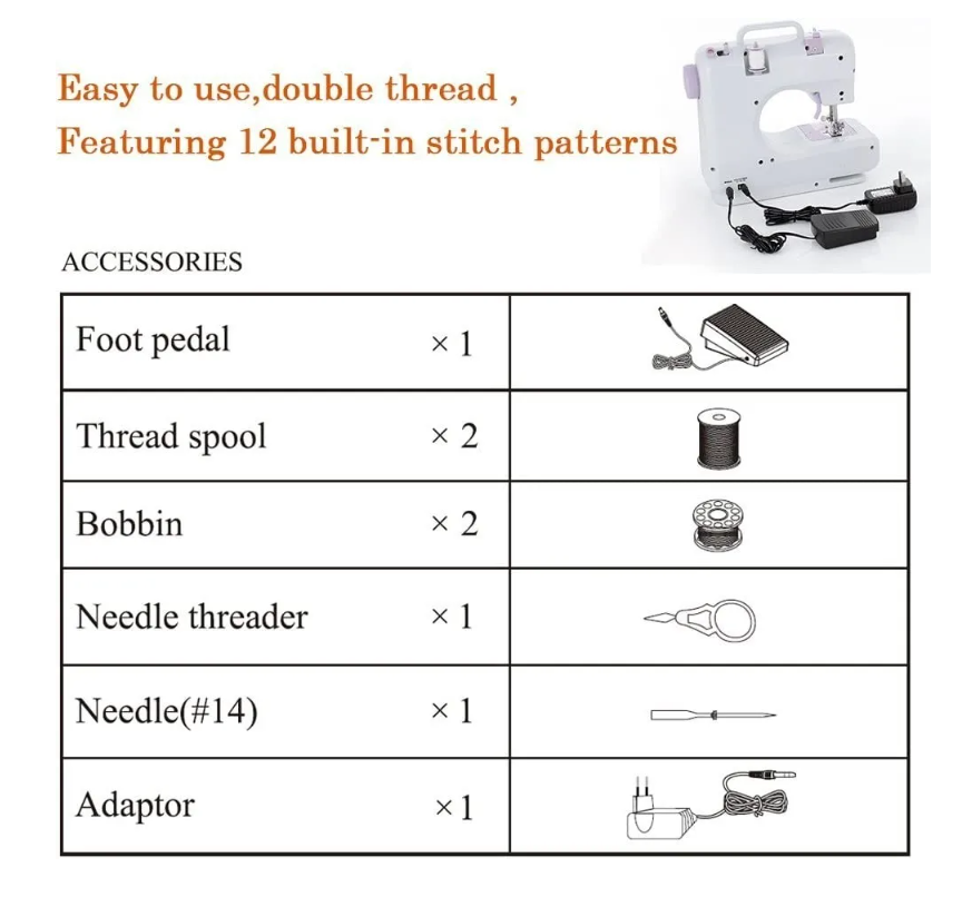 Máquina Coser Overlock Portátil Pedal Eléctrica 12 Puntos-4