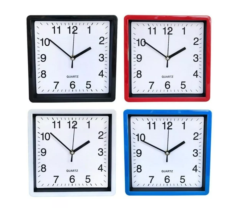 Reloj De Pared Cuadrado Mural Decorativo 20 Cm Silencioso-0