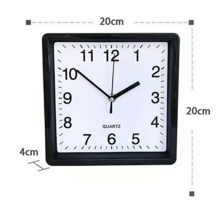 Reloj De Pared Cuadrado Mural Decorativo 20 Cm Silencioso-2