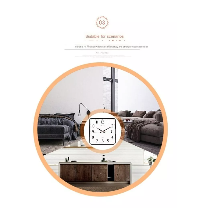 Reloj De Pared Cuadrado Mural Decorativo 20 Cm Silencioso-4