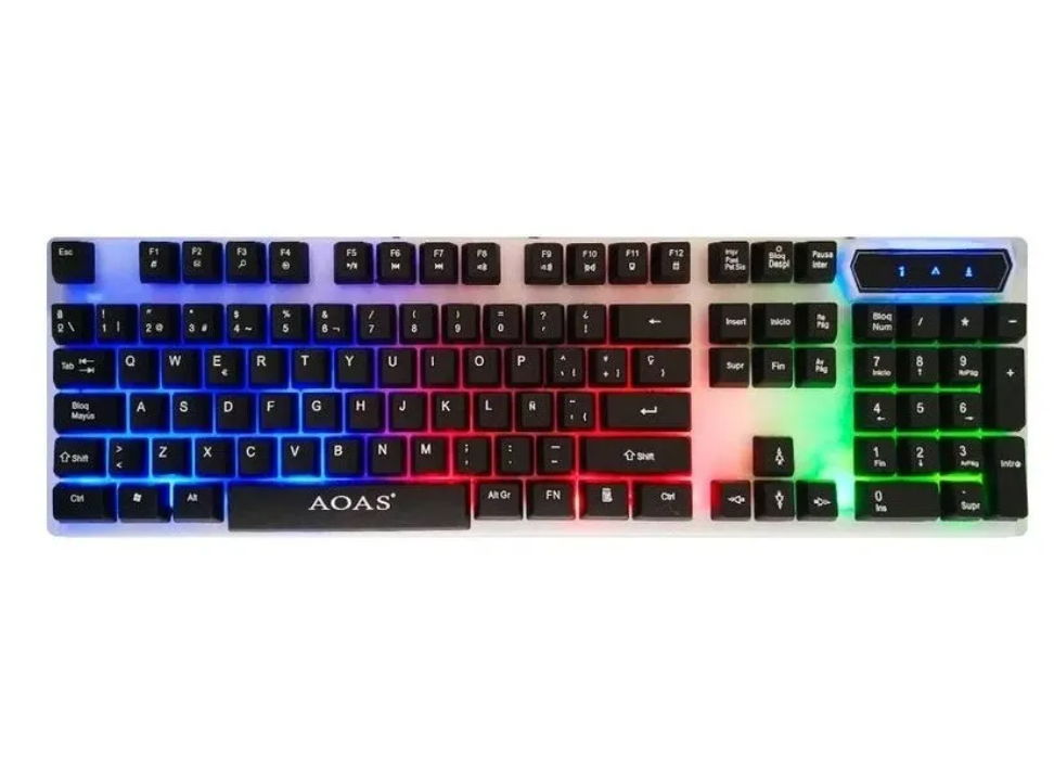 Pack Teclado Mouse Kit Gamer Led Rgb Retroiluminado Mecánico-2