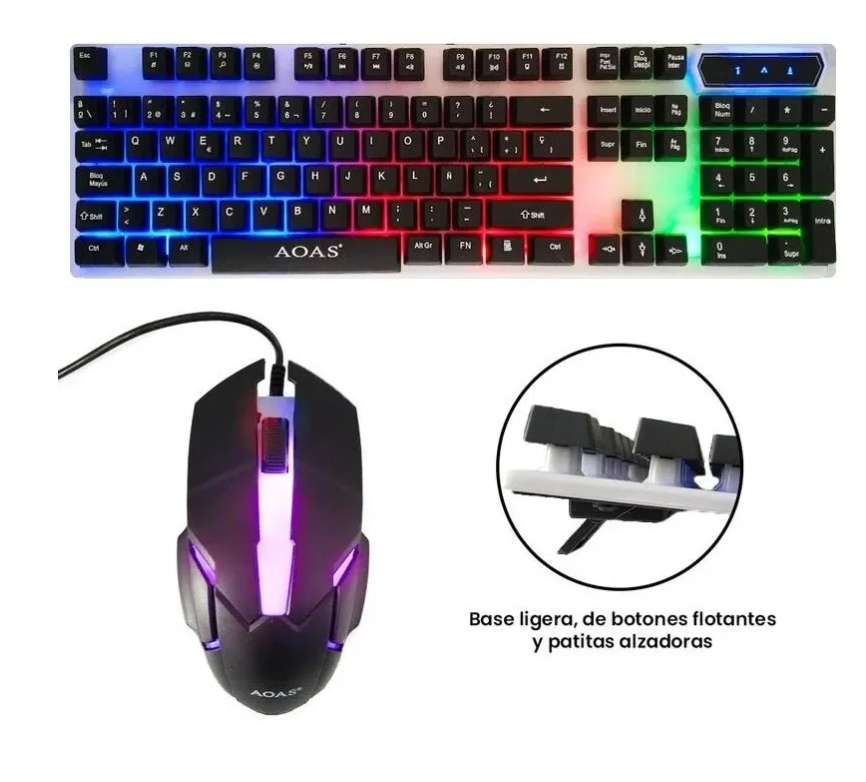 Pack Teclado Mouse Kit Gamer Led Rgb Retroiluminado Mecánico-4