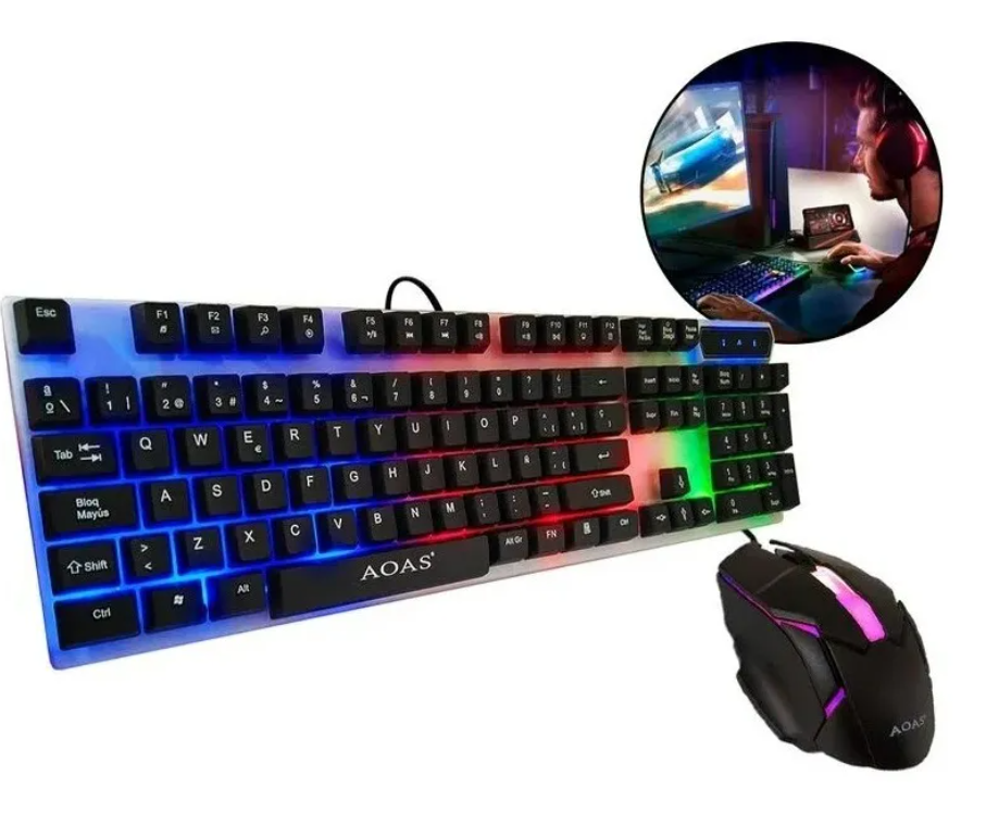 Pack Teclado Mouse Kit Gamer Led Rgb Retroiluminado Mecánico-7