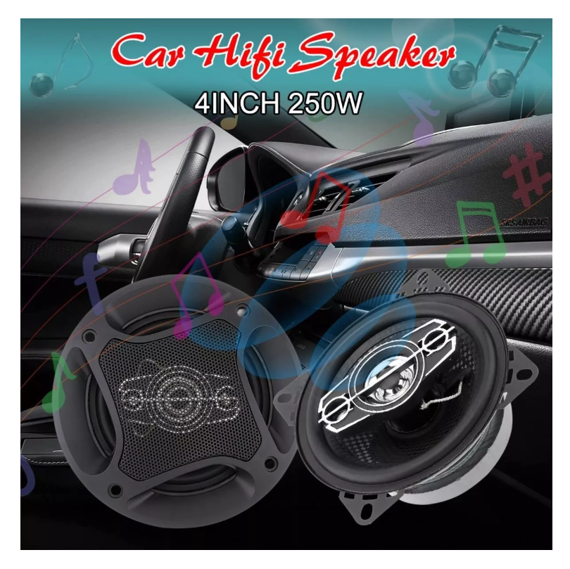 Kit 2 Parlantes Auto 10cm Redondo 250wmax Coaxial-7