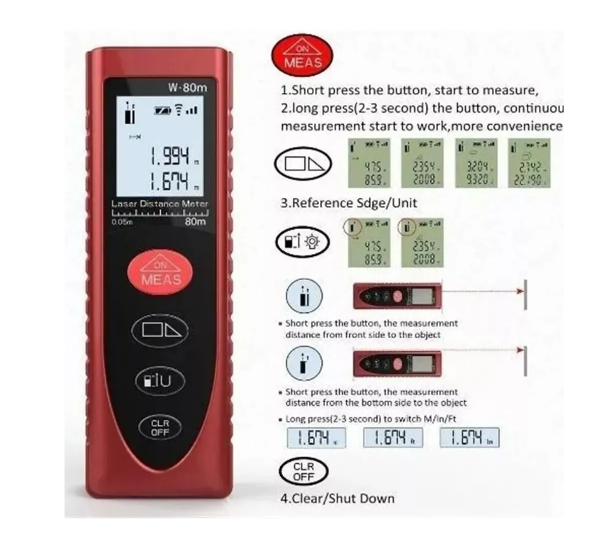 Medidor De Distancia Laser Digital 80 Metros-2