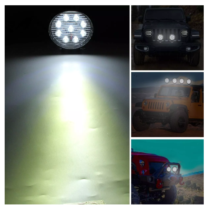X2 Luces Foco Neblinero Led 27w 4x4 Auto Caminon Redondo-2