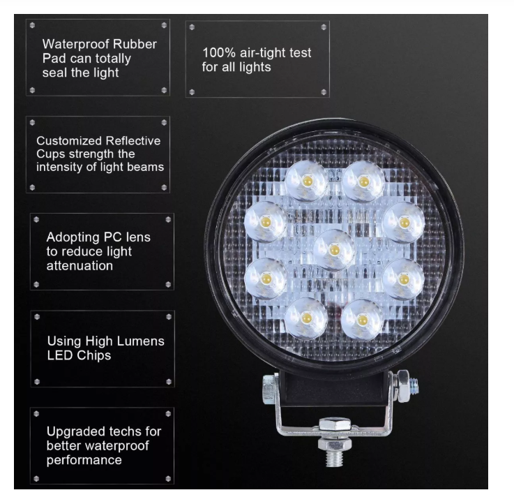 X2 Luces Foco Neblinero Led 27w 4x4 Auto Caminon Redondo-4