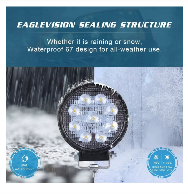 X2 Luces Foco Neblinero Led 27w 4x4 Auto Caminon Redondo-6