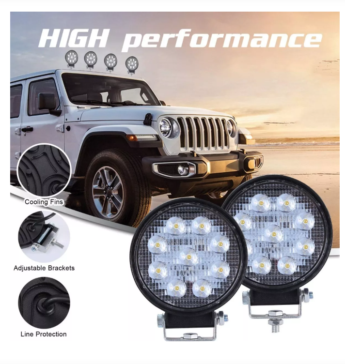 X2 Luces Foco Neblinero Led 27w 4x4 Auto Caminon Redondo-7