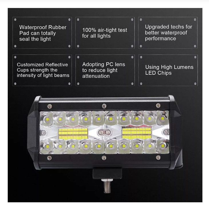 Barra Focos Neblineros Led 120w Expansion Auto Moto Camiones-7