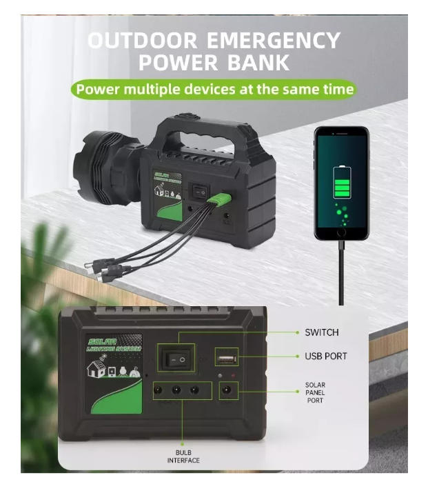 Kit Solar Emergencia Camping 220v Usb 3 Ampolletas Linterna-4