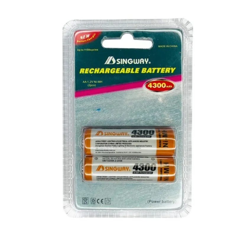 X2 Pilas Batería Recargable Aa 1.2v Ni-mh 4300mah-1