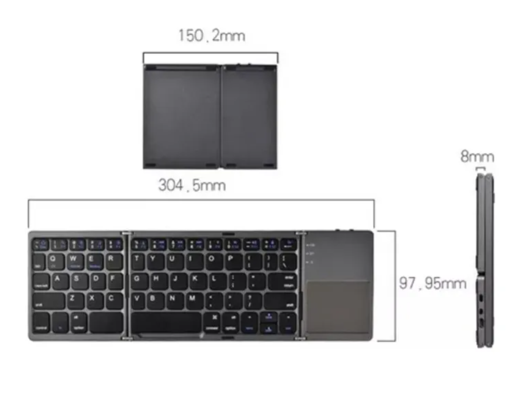 Mini Teclado Plegable Con Trackpad Bluetooth Recargable-1