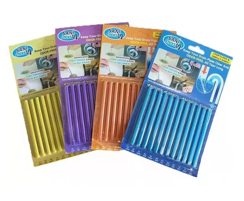 Kit 12 Barras Limpia Cañerías Destapa Tuberías Malos Olores-0