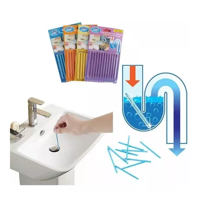 Kit 12 Barras Limpia Cañerías Destapa Tuberías Malos Olores-3