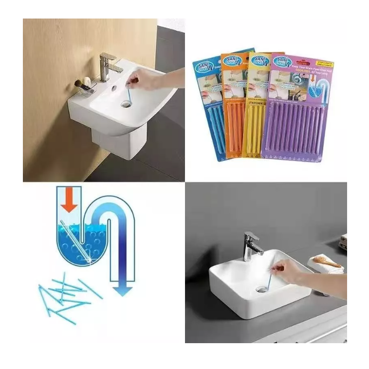 Kit 12 Barras Limpia Cañerías Destapa Tuberías Malos Olores-5