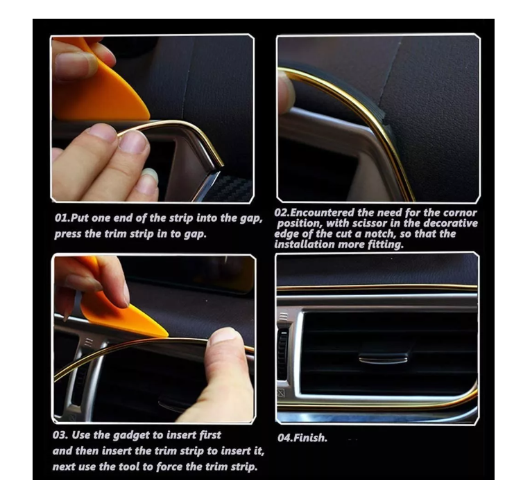 Moldura Cinta Tira 5 Metros + Espatula Auto Interior Tuning-4
