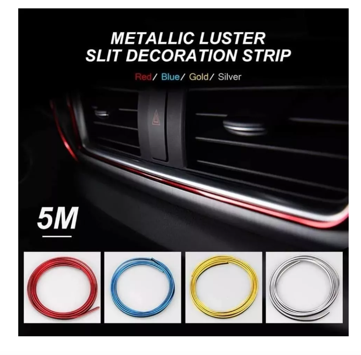 Moldura Cinta Tira 5 Metros + Espatula Auto Interior Tuning-2