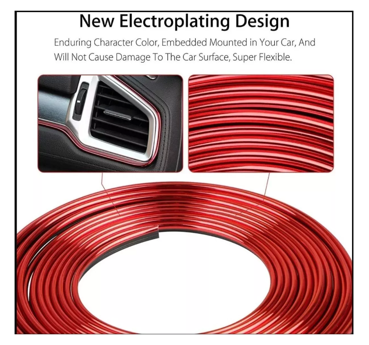 Moldura Cinta Tira 5 Metros + Espatula Auto Interior Tuning-7