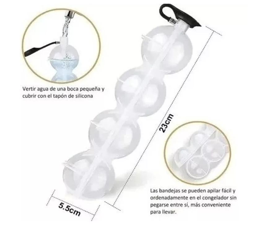 Pack De 2 Moldes Para Cubos De Hielo Redondo Cubiteras Hielo-3