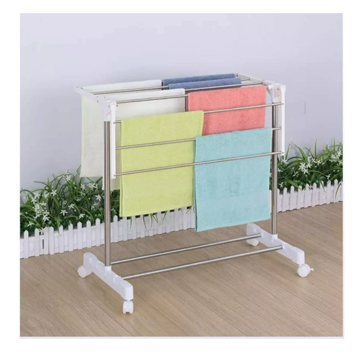 Tendedero De Ropa Perchero Simple Colgador Plegable Movil-3