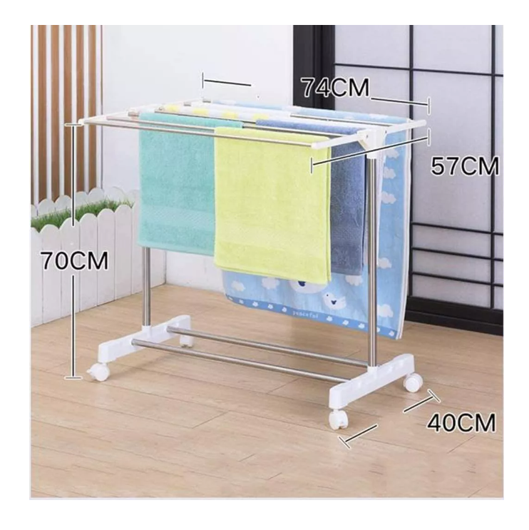 Tendedero De Ropa Perchero Simple Colgador Plegable Movil-4