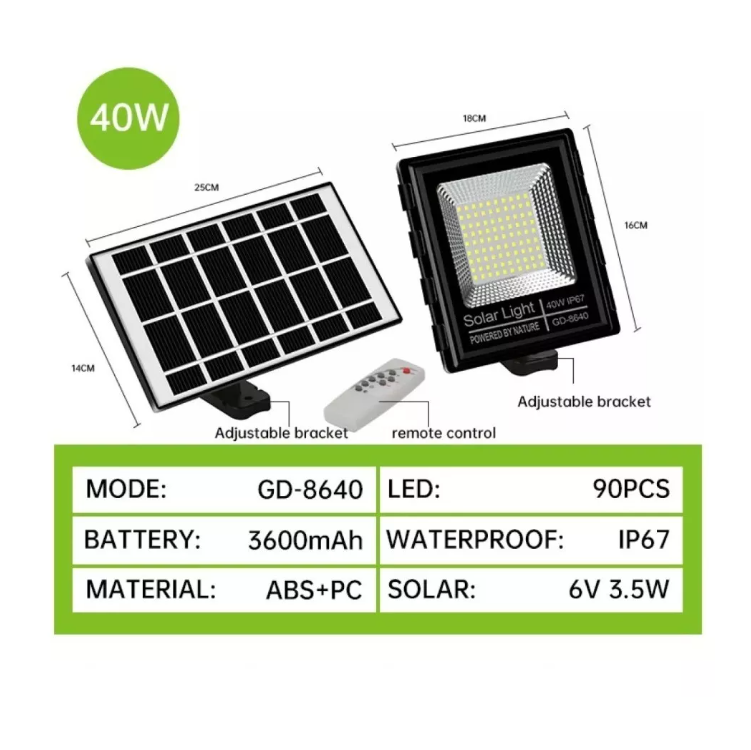 Foco Solar 40w 90 Led Panel Solar Ip67 + Control Remoto-3