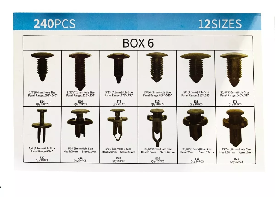Caja 240 Clips Broche Retencion Lata Plastico Auto Tapabarro-5