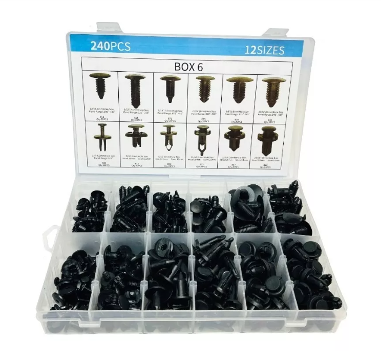 Caja 240 Clips Broche Retencion Lata Plastico Auto Tapabarro-6