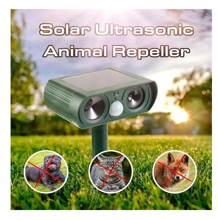 Repelente Gatos, Perros, Plagas De Jardin Ultrasonico, Solar-3