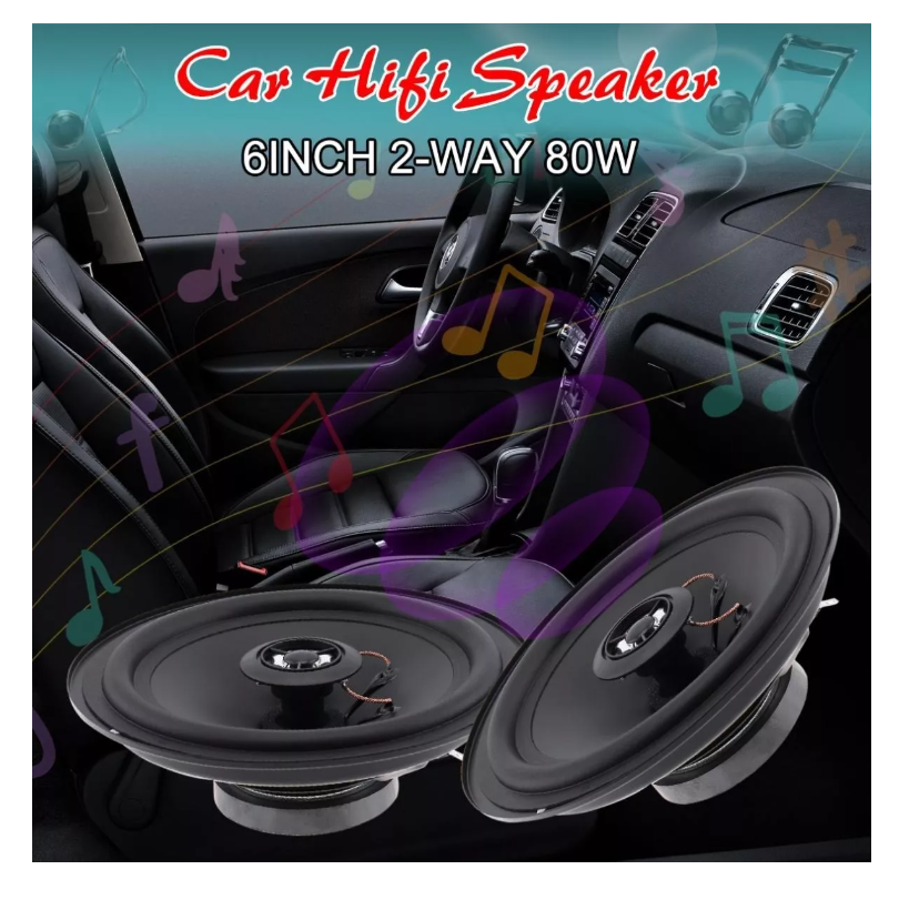 X2 Parlante Auto 16cm Redondo 80w Coaxial 2 Vías Hifi -7