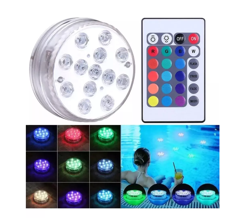 2x Luces Foco Luz Led Piscina Ip68 Rgb Sumergible + Control-0