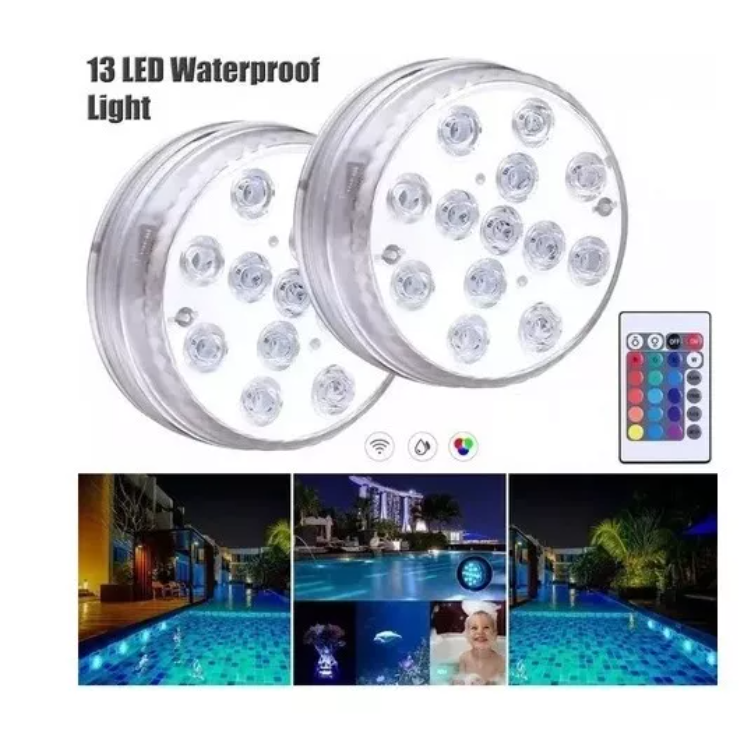 2x Luces Foco Luz Led Piscina Ip68 Rgb Sumergible + Control-1