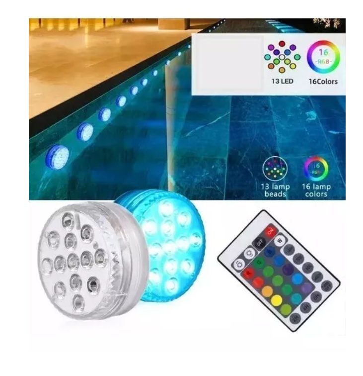 2x Luces Foco Luz Led Piscina Ip68 Rgb Sumergible + Control-3