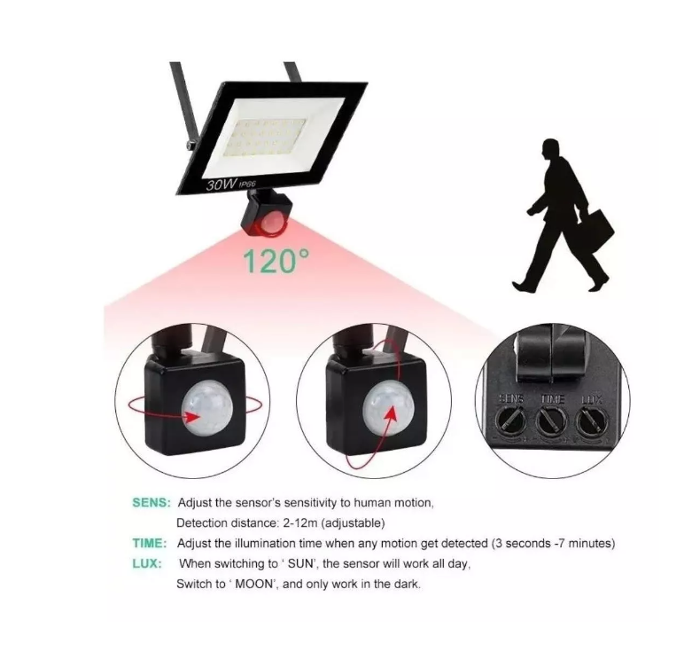 Foco Led Exterior Con Sensor Movimiento 200w Ip66-2