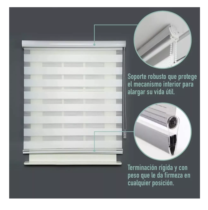 Cortina Roller Doble Capa Duo Zebra Día Y Noche 220x240cm-3