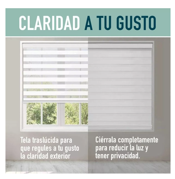 Cortina Roller Doble Capa Duo Zebra Día Y Noche 220x240cm-6