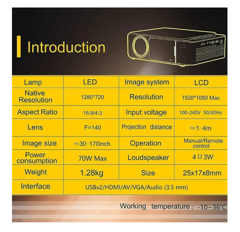 Mini Proyector Portatil Full Hd Led Wifi Miracast Hdmi Usb-5