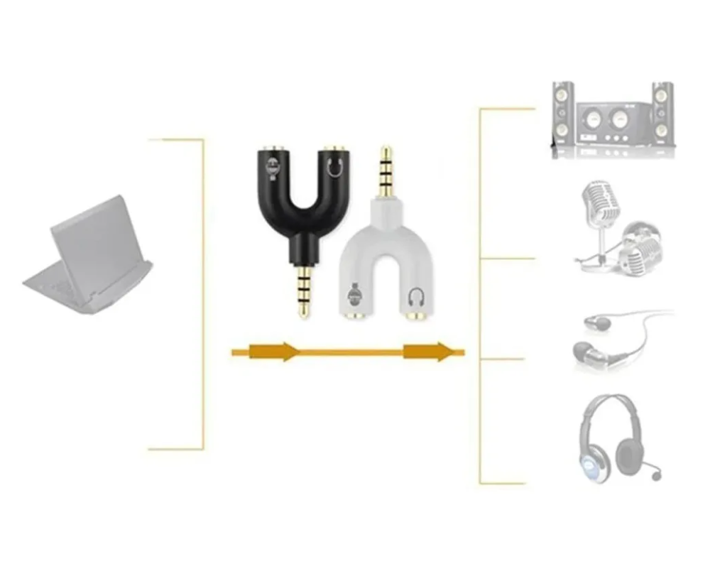 10 Splitter 3.5mm Adaptador Audio Separa Microfono Audifono-1
