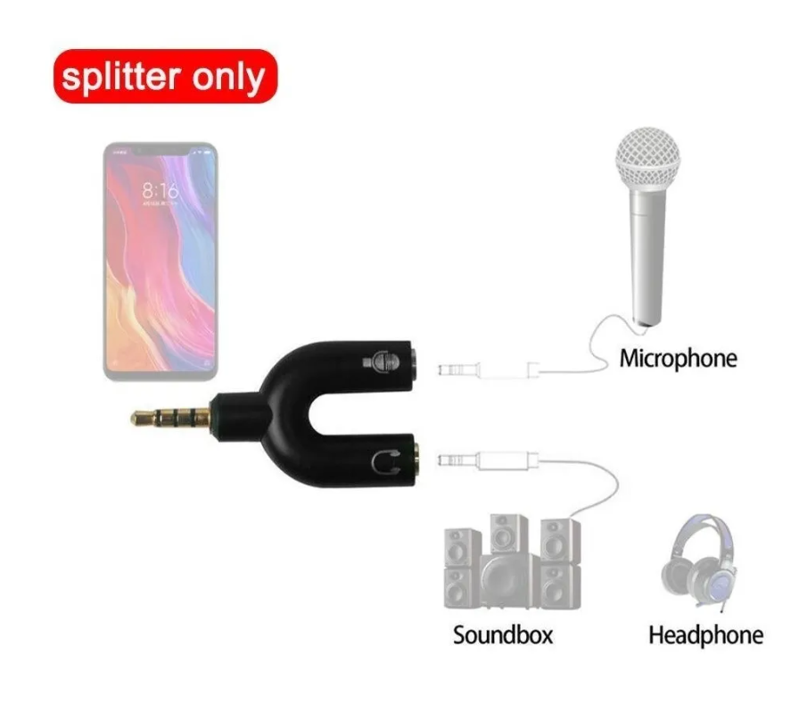10 Splitter 3.5mm Adaptador Audio Separa Microfono Audifono-2