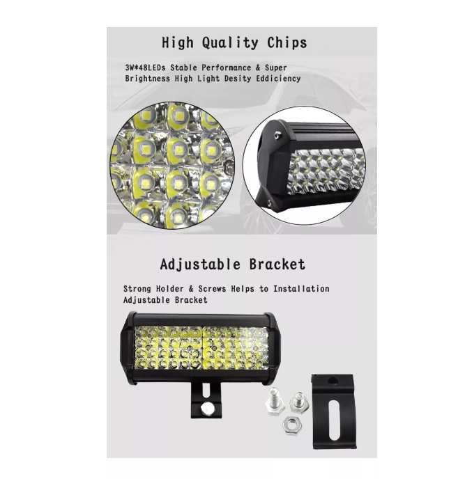 X2 Barra Foco Neblineros Led 144w Blanco Expansion Auto Moto-2