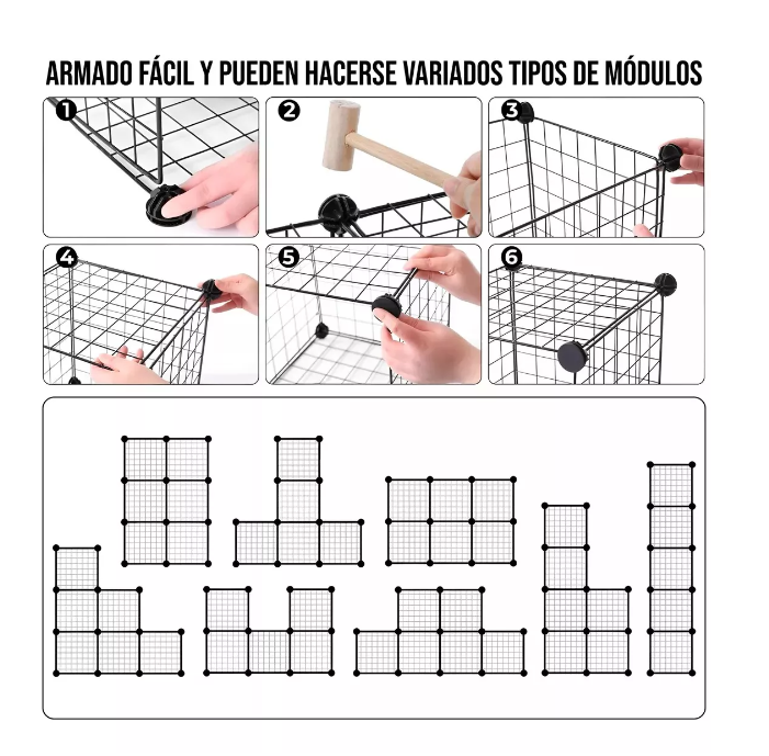 Armario Organizador Metálico Negro 4 Cubos-2