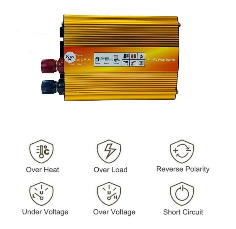 Conversor Inversor De Energia Auto 12v A 220v 500w-1