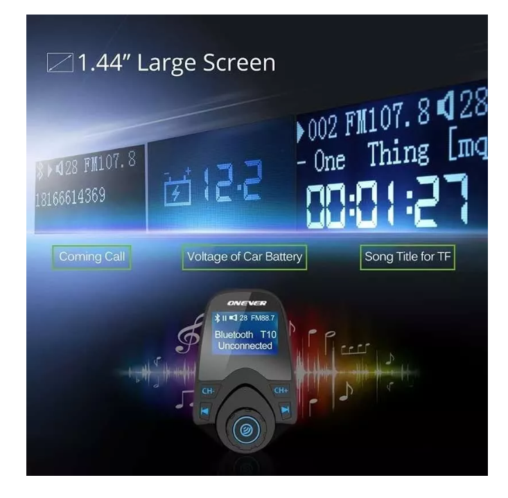 Transmisor Radio Fm Bluetooth Usb Tf Mp3 Wam Cargador Auto-5