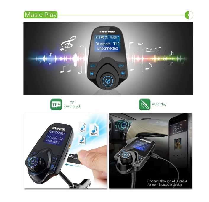 Transmisor Radio Fm Bluetooth Usb Tf Mp3 Wam Cargador Auto-4
