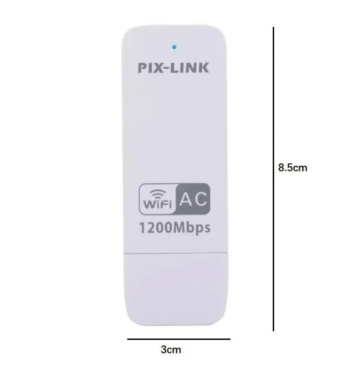 Adaptador Wifi Usb 3.0 Dual Band 2.4g 5g Ac1200mbps Pix-link-2