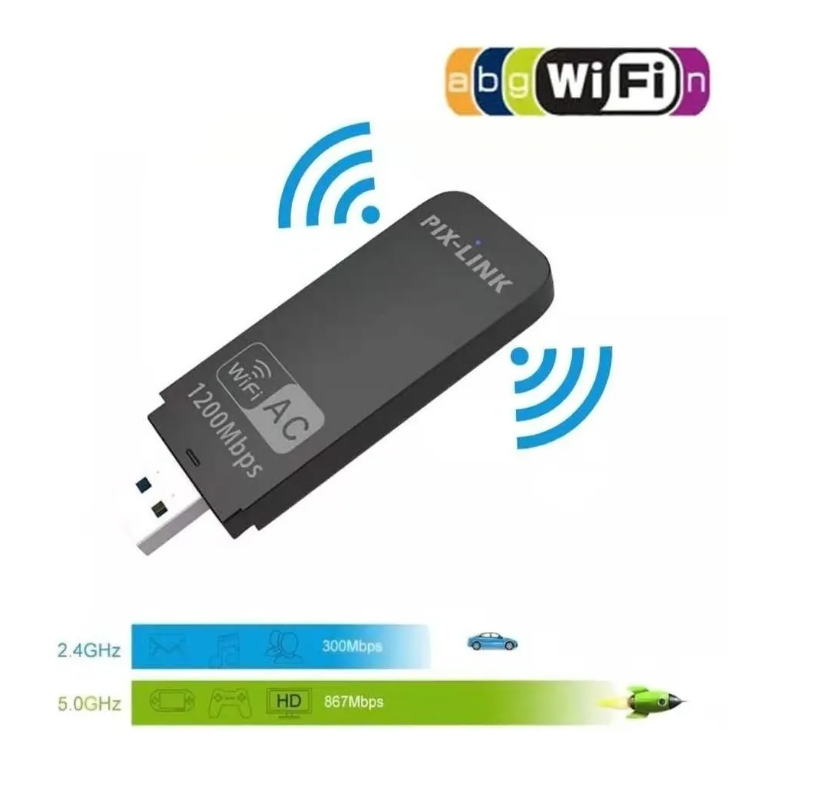 Adaptador Wifi Usb 3.0 Dual Band 2.4g 5g Ac1200mbps Pix-link-5